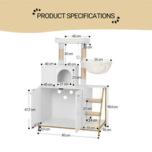 Cat Scratching Post with Cat Litter Cabinet, Cat Cabinet, 4-in-1 Modern Cat House with Large Platform, with Sisal Scratching Mat