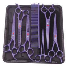 Dog Grooming Scissors Kit 7" 6.5" Stainless Pet Curved Scissors Thinning Scissors Straight Shears