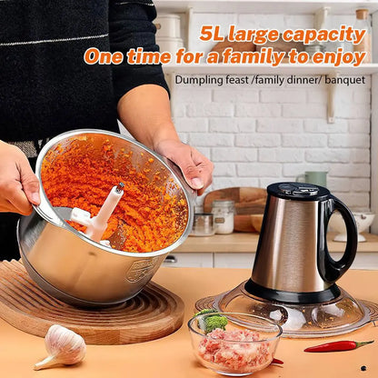 5L Electric Meat Grinders Food Crusher Stainless Steel Vegetable Slicer Processor Chopper Blenders for Home-cooked Dog Food