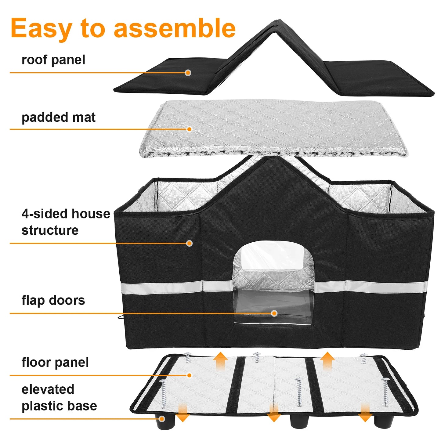 Waterproof Outdoor Large Cat Shelter & Roof Window Elevated Pet House Feral Cat House Can Be Used Indoors Winter Summer Outdoor