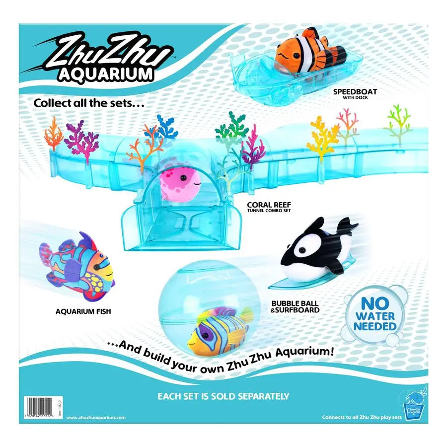 Adams Zhu Zhu Pets Aquarium Starter Playset WITH Fish Electronic LandSwimming Pets for Kids MessFree Fun Toy Build Your Aquariu