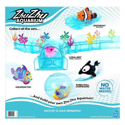 Adams Zhu Zhu Pets Aquarium Starter Playset WITH Fish Electronic LandSwimming Pets for Kids MessFree Fun Toy Build Your Aquariu