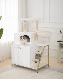 Cat Scratching Post with Cat Litter Cabinet, Cat Cabinet, 4-in-1 Modern Cat House with Large Platform, with Sisal Scratching Mat