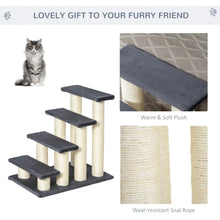 Dog Stairs for Bed – 4-Step Pet Stairs with Built-In Scratching Post for Dogs & Cats