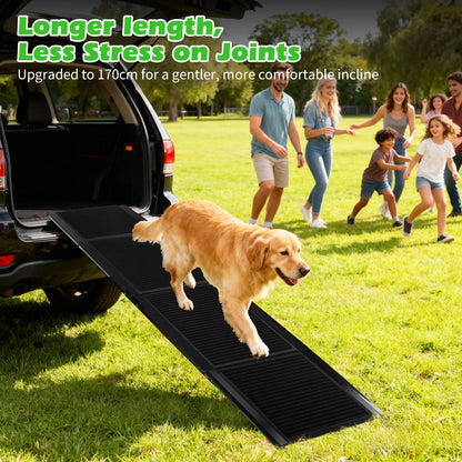 Nobleza Dog Ramp for Car 170X44 cm – Foldable in 4, Aluminum, Non-Slip Surface, Supports up to 80 kg – Ideal for Small, Medium and Large Dogs