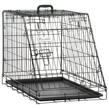 Pawhut Trapeze Collapsible Dog Pet Travel Box Cage Removable Tray