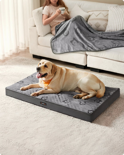 Feandrea Orthopedic Dog Bed, Large Washable Dog Bed Mattress for Dog Crate, Dove Grey