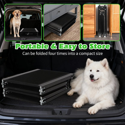 Nobleza Dog Ramp for Car 170X44 cm – Foldable in 4, Aluminum, Non-Slip Surface, Supports up to 80 kg – Ideal for Small, Medium and Large Dogs