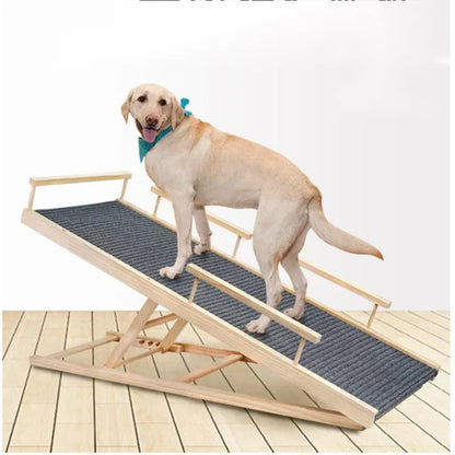 Portable Wooden Folding Pet Ramp Adjustable Non-Slip Dog and Cat Ladder Safe Access for Couch Bed or Car Durable Pet Ramps