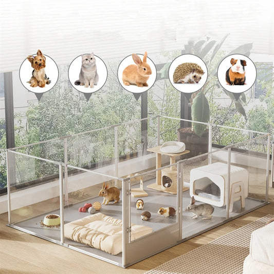 180cm Clear Acrylic Dog Playpen - Extra Large Indoor Whelping Pen