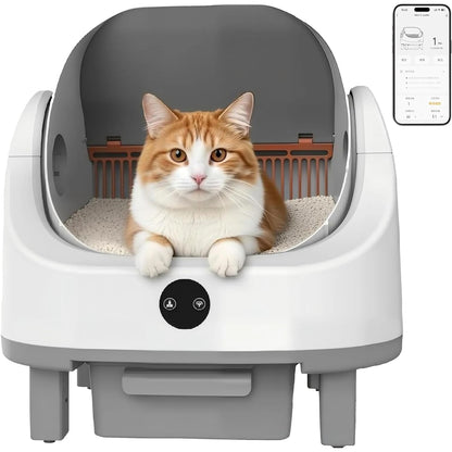 Automatic Self Cleaning Litter Box for Pet Cats Supplies Large Smart Toilet with Smart APP Control, Odor & Safety Sensors