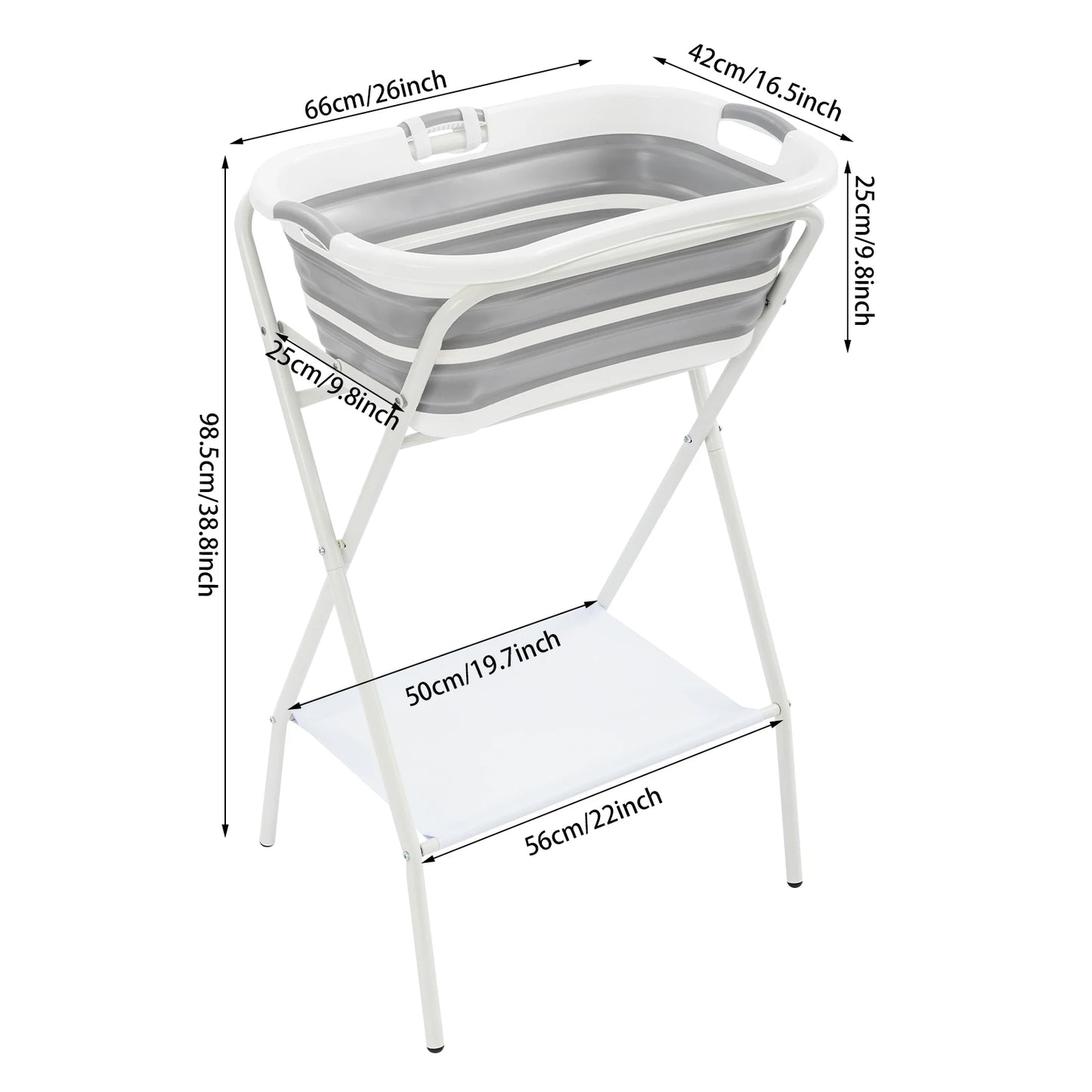 Foldable Small Pet Bathtub with Stand And Drainage Tube - Safety Belt Smooth Edge Storage Rack for Easy Cleaning And Use