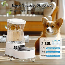 Automatic Pet Water Dispenser – 3.85L Gravity Waterer with 304 Stainless Steel Bowl for Dogs & Cats