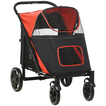 PawHut Foldable Dog Carriage w/ Universal Wheels, Shock Absorber