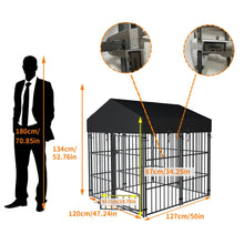 Heavy Duty Large Dog Kennel - Welded Metal Outdoor Pet Run with Roof