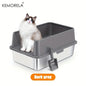 Super Large XL Stainless Steel Litter Box With Lid High Side Closed Large Litter Box Suitable For Large Small Cats With Scoop