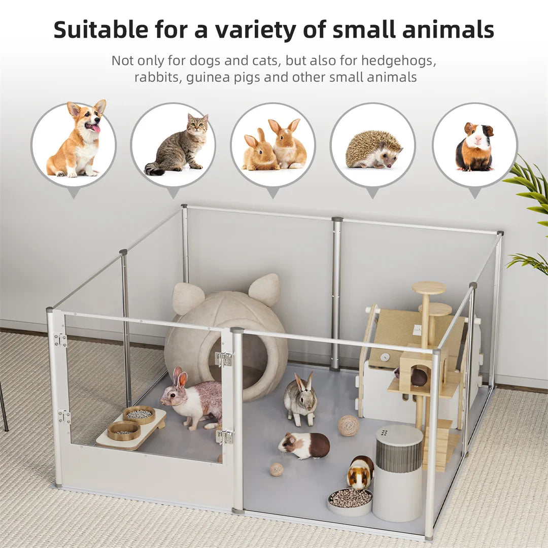 Clear Acrylic Dog Playpen - 6/7/8/10 Panel Indoor Pet Whelping Pen