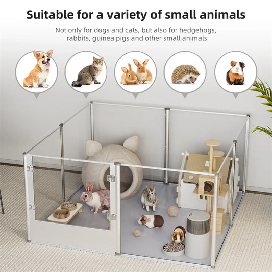 Clear Acrylic Dog Playpen - 6/7/8/10 Panel Indoor Pet Whelping Pen