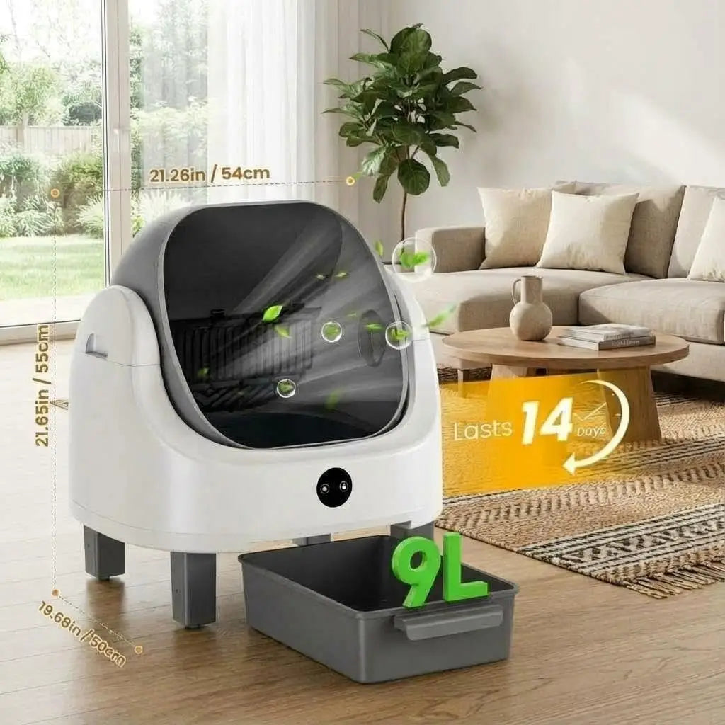 Automatic Self Cleaning Litter Box for Pet Cats Supplies Large Smart Toilet with Smart APP Control, Odor & Safety Sensors