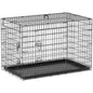 Pawhut Foldable Dog Cage Dog Carrier with 2 Doors Removable Tray Carrying Handle 92X57X62.5 cm Black