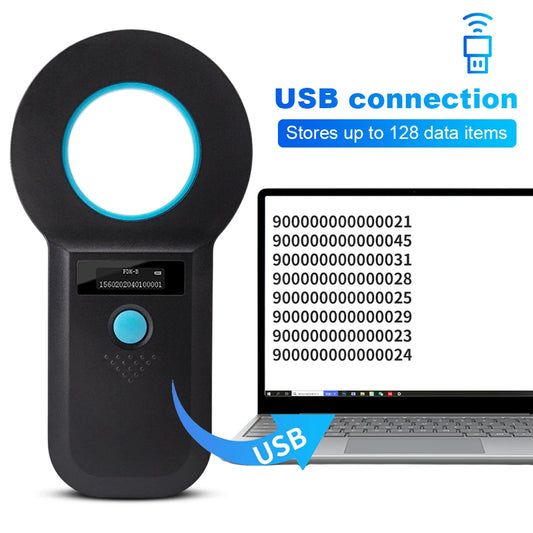 Handheld Animal RFID EMID Reader OLED Display EMID FDX-B(ISO11784/85) Pet Chip ID Scanner Pet Tag Scanner for Cat Dog Pet Animal