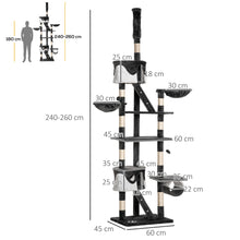 Floor to Ceiling Cat Tree – Adjustable 240–260 cm Cat Tower with Scratching Posts