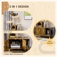 Cat Litter Box Enclosure, with Tree Tower, Cat House, Hammock, Cat litter houses are sturdy and stable, with diverse functions
