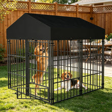 Heavy Duty Large Dog Kennel - Welded Metal Outdoor Pet Run with Roof
