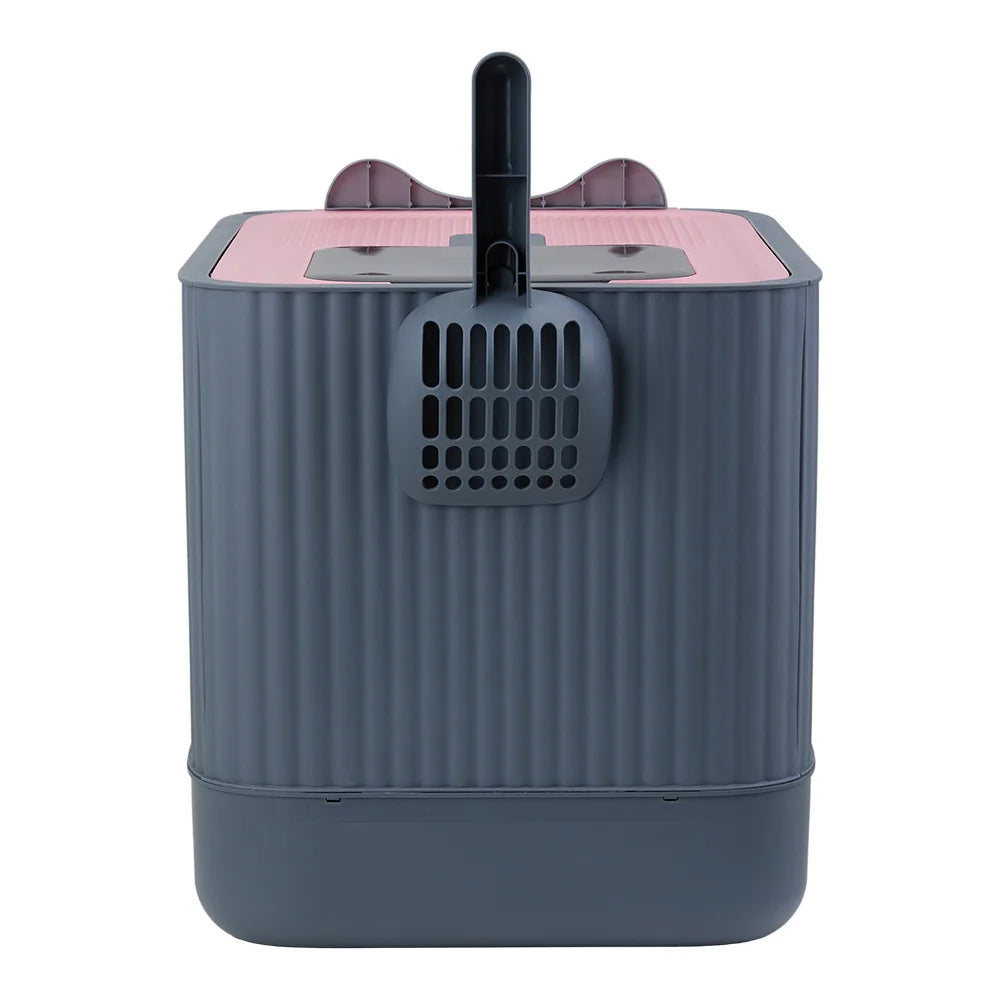 Multifunctional Cat Litter Box with Lid, Plastic Pet Toilet, Removable Litter Box, Large Cat Litter Box Hooded Litter Tray Drawer, UV Sterilization and Deodorization It Can Provide Your Cat with A Comfortable Place for Using The Toilet, 44.5x36.5x34.5cm,