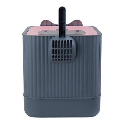 Multifunctional Cat Litter Box with Lid, Plastic Pet Toilet, Removable Litter Box, Large Cat Litter Box Hooded Litter Tray Drawer, UV Sterilization and Deodorization It Can Provide Your Cat with A Comfortable Place for Using The Toilet, 44.5x36.5x34.5cm,