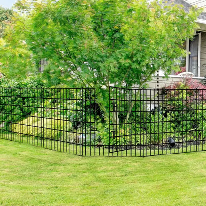 Fence 81cm High x 71cm Wide 4 Panels 1 Gate, Total Length 3.5m No Dig Fence Outdoor Rustproof Metal Pet Dog Animal Barrier Bord