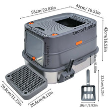 Stainless Steel Cat Litter Box, Extra Large Full Enclosed with Lid & High Sided Tray, Anti-Leakage, 2-in-1 Fully/Semi-Enclosed