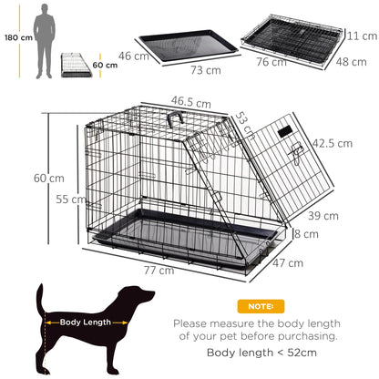 Pawhut Trapeze Collapsible Dog Pet Travel Box Cage Removable Tray