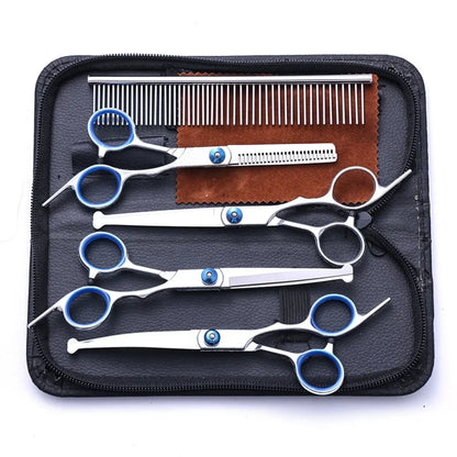 5PCS Pet Grooming Scissors Set – Stainless Steel Dog & Cat Hair Cutting Kit with Safety Round Tips