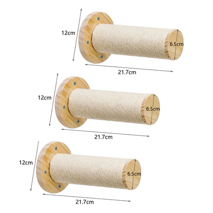 Wall Mounted Cat Climbing Wood Shelves Cat Hammock with Jumping Platform or Scratching Post for Cat Playing and Sleeping
