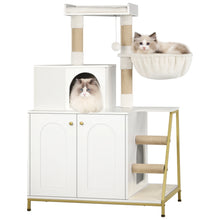 Cat Scratching Post with Cat Litter Cabinet, Cat Cabinet, 4-in-1 Modern Cat House with Large Platform, with Sisal Scratching Mat