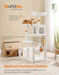 Feandrea scratching post, 143 cm high, cat tree, multi-storey cat house, with 4 scratching pillars, 2 platforms, hammock, Cave
