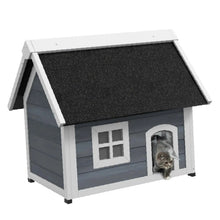 Outdoor Cat House – Weatherproof Wooden Cat Shelter with Elevated Feet, Openable Roof & Three Doors