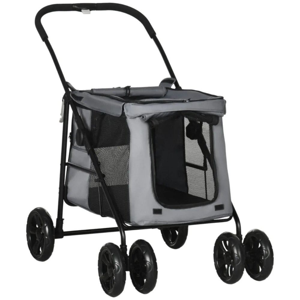 Pet Stroller – Foldable Dog & Cat Stroller with One-Click Fold, EVA Wheels & Mesh Windows