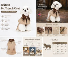 British Style Dog Coat - Beige Brown Plaid Adjustable Strap Winter Outerwear for Dogs