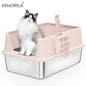Super Large XL Stainless Steel Litter Box With Lid High Side Closed Large Litter Box Suitable For Large Small Cats With Scoop