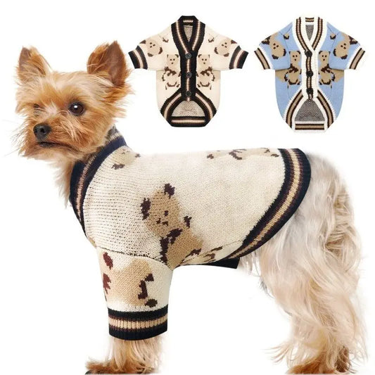 Pet Dog Sweater - Bear Pattern Cardigan Coat for Small Medium Dogs Cats Puppies