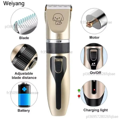 Professional USB Rechargeable Dog Hair Clippers Silent 4-in-1 Pet Hair Trimmer Electric Pet Grooming Tool Pet Supplies