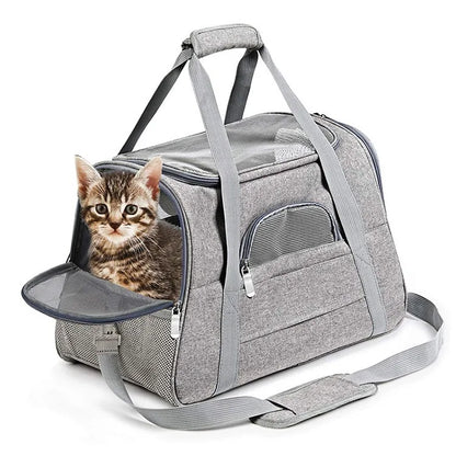 Pet carrying bag, approved by the airline, suitable for cats and dogs under 20 pounds. Soft cat carrying bag with cushion for tr