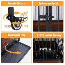 Heavy Duty Dog Crate - Rolling Pet Kennel with Removable Tray & Wheels