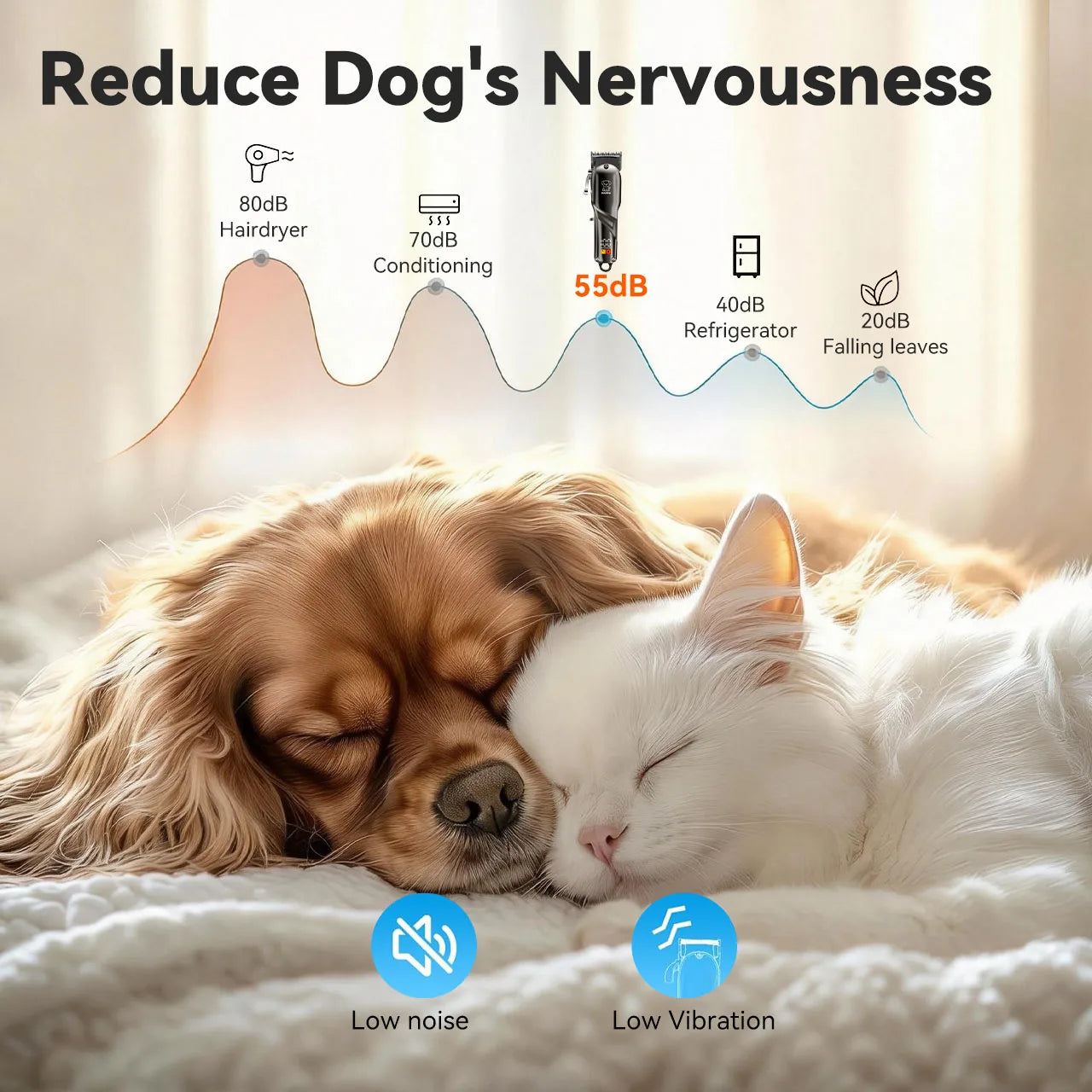 Solimpia Pet Grooming Clipper for Dogs Cats 6500RPM Heavy-Duty Motor USB Rechargeable 180Mins Runtime Low Noise