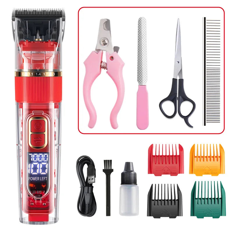 Professional 3-Speed Pet Hair Clipper | Low Noise, USB Rechargeable, for Dogs & Cats with Thick Coats | Pet Grooming Trimmer Kit