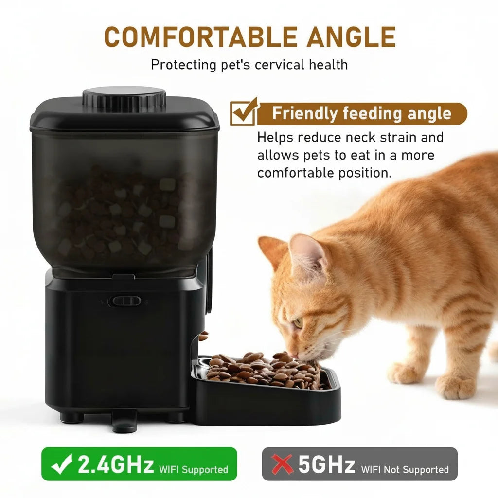6.5L Automatic Cat Feeder Rechargeable WIFI Smart Pet Feeder App Controlled Cat Feeder With Camera Built-in battery For Cat Dog