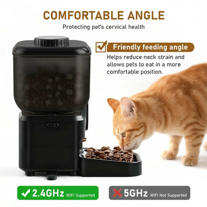 6.5L Automatic Cat Feeder Rechargeable WIFI Smart Pet Feeder App Controlled Cat Feeder With Camera Built-in battery For Cat Dog