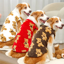 Large Dog Sweater - Plush Bear Pattern Warm Winter Hoodie Coat for Big Pets